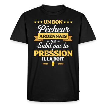 Pêcheur Ardennais Ardennes Humour Pêche - T-shirt Premium bio Homme - noir - Devant - Nico (187cm)