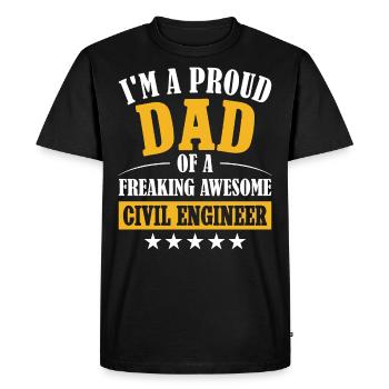Humour Père Papa Ingénieur Génie Civil - T-shirt Premium bio Homme - noir - Devant - Nico (187cm)