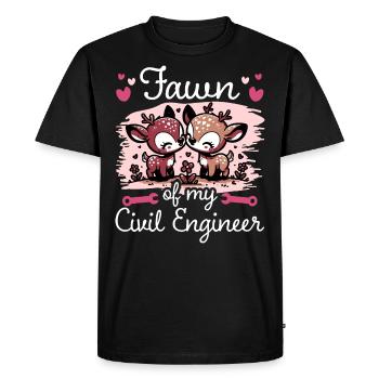 Faon Amour Couple Ingénieur Génie Civil - T-shirt Premium bio Homme - noir - Devant - Nico (187cm)
