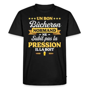Bûcheron Normand Normandie Bûcheron - T-shirt Premium bio Homme - noir - Devant - Nico (187cm)