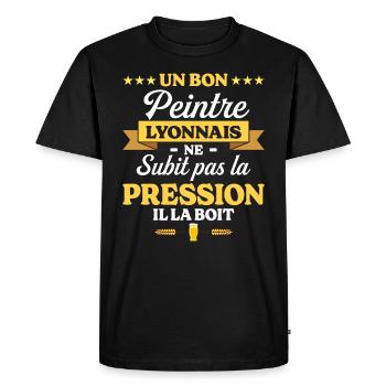 Peintre Lyonnais Lyon Humour Peintre - T-shirt Premium bio Homme - noir - Devant - Nico (187cm)