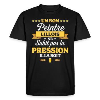 Peintre Lillois Lille Humour Peintre - T-shirt Premium bio Homme - noir - Devant - Nico (187cm)