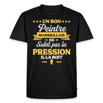 Peintre Marseillais Marseille Peintre - T-shirt Premium bio Homme - noir - Devant - Nico (187cm)