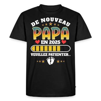 Bébé Grossesse Père Encore Papa 2025 - T-shirt Premium bio Homme - noir - Devant - Nico (187cm)