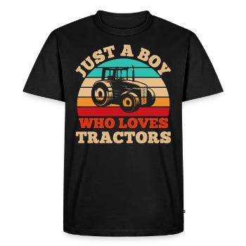 Just a Boy Who Loves Tractors funny Tractor Saying - Men's Premium Organic T-Shirt - black - Front - Nico (187cm)