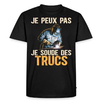 Souder Des Trucs Humour Soudeur - T-shirt Premium bio Homme - noir - Devant - Nico (187cm)
