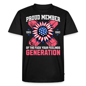 Flower USA Humor Generation X - Men's Premium Organic T-Shirt - black - Front - Nico (187cm)