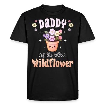 Petite Fleur Bébé Naissance Enfant Papa - T-shirt Premium bio Homme - noir - Devant - Nico (187cm)