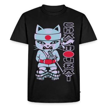 Chat mouraï flex - T-shirt Premium bio Homme - noir - Devant - Nico (187cm)