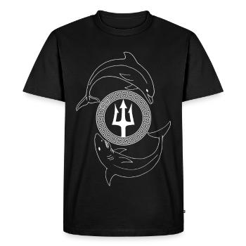 Dauphin et requin (blanc) - T-shirt Premium bio Homme - noir - Devant - Nico (187cm)