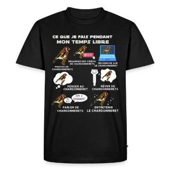 Oiseaux, chardonnerets idée cadeau humour oiseau - T-shirt Premium bio Homme - noir - Devant - Nico (187cm)