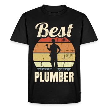 Best Plumber - Men's Premium Organic T-Shirt - black - Front - Nico (187cm)