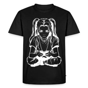 Gamer Girl Drawing - Men's Premium Organic T-Shirt - black - Front - Nico (187cm)
