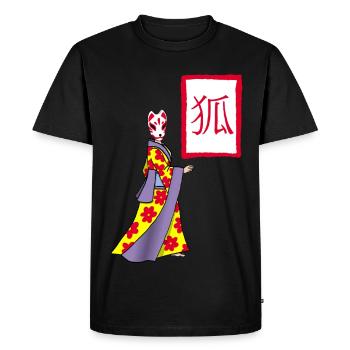 Fox Kitsune manga - Men's Premium Organic T-Shirt - black - Front - Nico (187cm)