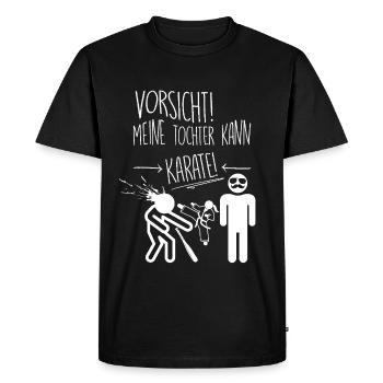 Prudence! Ma fille connaît le karaté - T-shirt Premium bio Homme - noir - Devant - Nico (187cm)