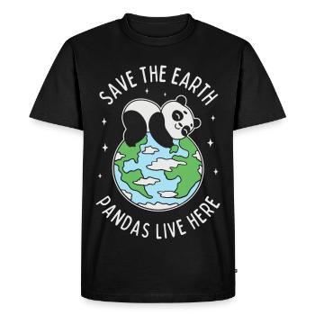 Save The Earth Pandas Live Here - Men's Premium Organic T-Shirt - black - Front - Nico (187cm)