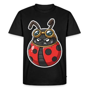 Coccinelle Steampunk Armure Rouge et Chrome - T-shirt Premium bio Homme - noir - Devant - Nico (187cm)