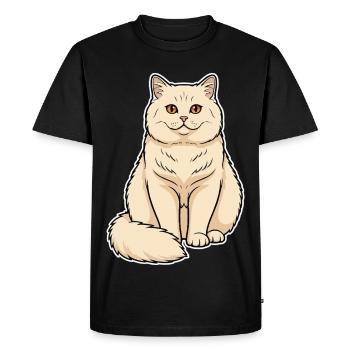 Chat British Shorthair Crème Portrait Rond Doux - T-shirt Premium bio Homme - noir - Devant - Nico (187cm)