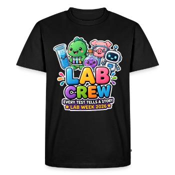 Lab Crew 2026: Comic Strip Lab Team - Men's Premium Organic T-Shirt - black - Front - Nico (187cm)