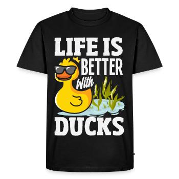 Motifs drôles de canards Citons amoureux de canards - T-shirt Premium bio Homme - noir - Devant - Nico (187cm)