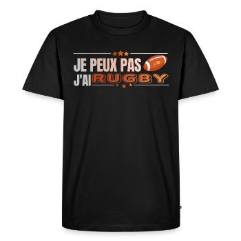 Je peux pas j ai rugby vintage - T-shirt Premium bio Homme - noir - Devant - Nico (187cm)