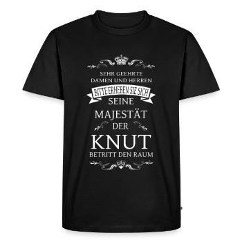 Sa Majesté le Knut entre dans la pièce - T-shirt Premium bio Homme - noir - Devant - Nico (187cm)