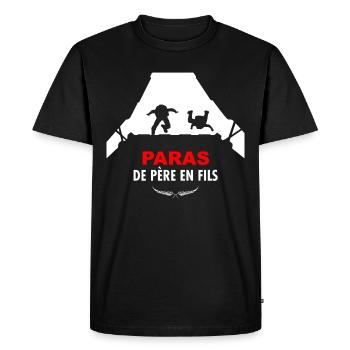 Père et fils militaire parachutiste - T-shirt Premium bio Homme - noir - Devant - Nico (187cm)
