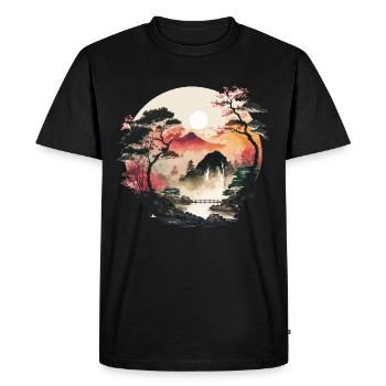 Paysage de yoga - T-shirt Premium bio Homme - noir - Devant - Nico (187cm)