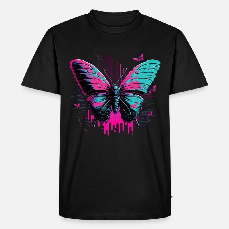 Bemalter Schmetterling Vaporwave - Männer Premium Bio T-Shirt - Schwarz