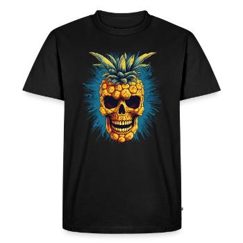 Horror Skull Pineapple - Happy Halloween - Men's Premium Organic T-Shirt - black - Front - Nico (187cm)