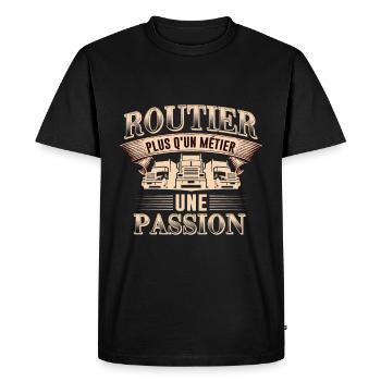 Routier plus qu'un métier - idée cadeau - T-shirt Premium bio Homme - noir - Devant - Nico (187cm)