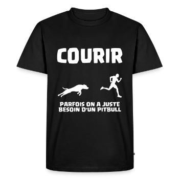 Running Motivation Dog Running Pitbull - Men's Premium Organic T-Shirt - black - Front - Nico (187cm)