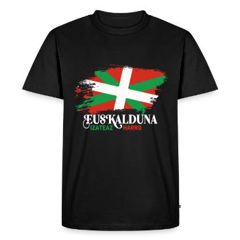 Euskalduna izateaz harro - Proud to be Basque - Men's Premium Organic T-Shirt - black - Front - Nico (187cm)