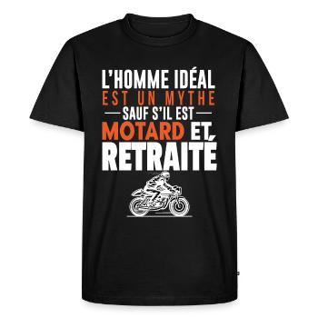 Motard à la retraite - Retraité Moto Cadeau - T-shirt Premium bio Homme - noir - Devant - Nico (187cm)