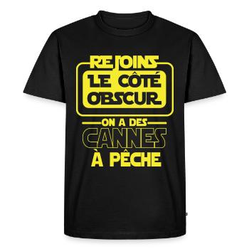 Rejoins le côté obscur - star-wars pêche pêcheur - T-shirt Premium bio Homme - noir - Devant - Nico (187cm)