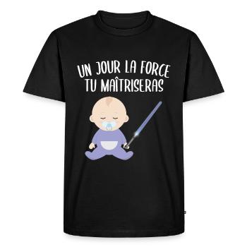 Star Force Wars Bébé Humour Cadeau Sabre Laser - T-shirt Premium bio Homme - noir - Devant - Nico (187cm)