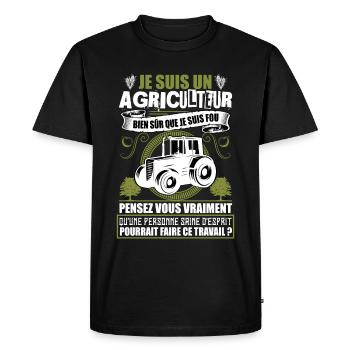 Agriculteur Agriculture Tracteur Humour Cadeau - T-shirt Premium bio Homme - noir - Devant - Nico (187cm)