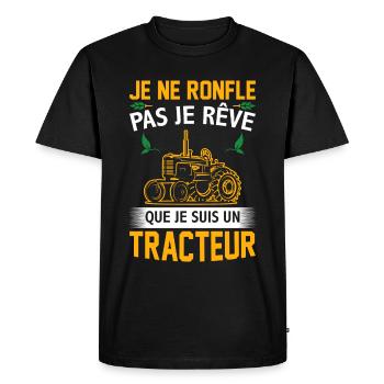 je ne ronfle pas je rêve que je suis un tracteur - T-shirt Premium bio Homme - noir - Devant - Nico (187cm)