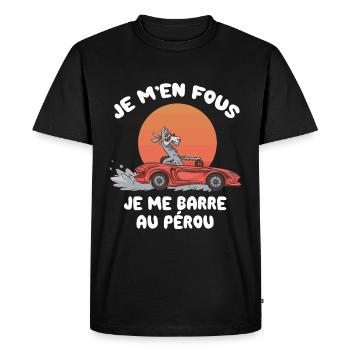 j'me barre au Pérou - humour lama cadeau - T-shirt Premium bio Homme - noir - Devant - Nico (187cm)
