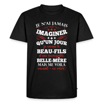 Beau-fils Gendre famille humour belle mère cadeau - T-shirt Premium bio Homme - noir - Devant - Nico (187cm)