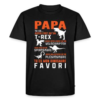 Papa dinosaure cadeau humour - T-shirt Premium bio Homme - noir - Devant - Nico (187cm)