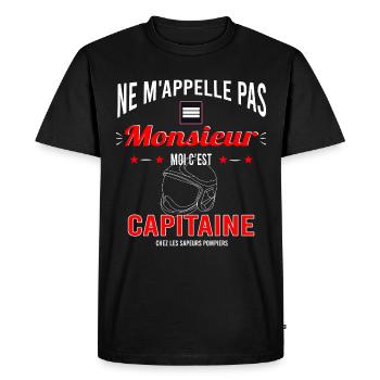 Sapeur pompier capitaine - T-shirt Premium bio Homme - noir - Devant - Nico (187cm)