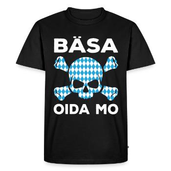 Lustige Bayrische Sprüche Totenkopf Schädel - Männer Premium Bio T-Shirt - Schwarz - Vorne - Nico (187cm)