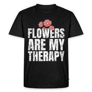 Les fleurs sont ma thérapie Fleuriste Amoureux des fleurs - T-shirt Premium bio Homme - noir - Devant - Nico (187cm)
