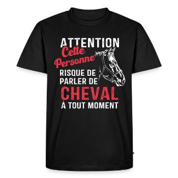 Cette Personne Risque Parler De Cheval Tout Moment - T-shirt Premium bio Homme - noir - Devant - Nico (187cm)