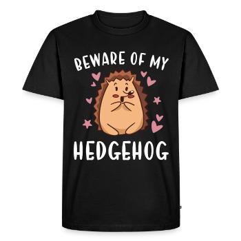 Hedgie Beware Of My Hedgehog - Men's Premium Organic T-Shirt - black - Front - Nico (187cm)