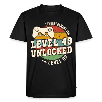 Niveau 49 débloqué - anniversaire 49 ans - T-shirt Premium bio Homme - noir - Devant - Nico (187cm)