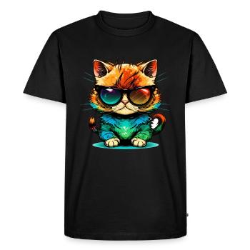 Annoying cat with sunglasses cat lovers - Men's Premium Organic T-Shirt - black - Front - Nico (187cm)