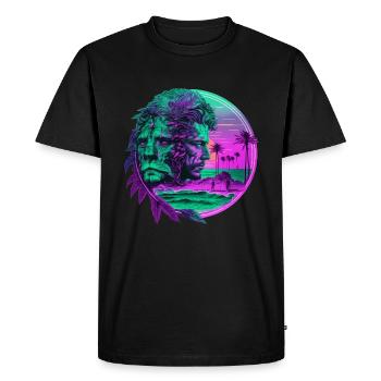 Zodiaque rétro Horoscope Lion - T-shirt Premium bio Homme - noir - Devant - Nico (187cm)