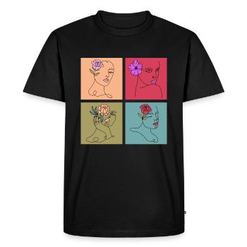 Lineart minimaliste Les femmes font face à l’art - T-shirt Premium bio Homme - noir - Devant - Nico (187cm)